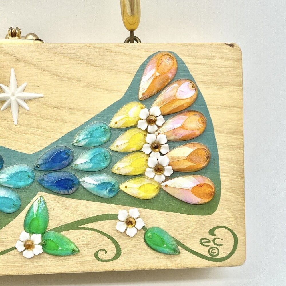 Enid Collins Of Texas Bird In The Hand Box Purse Full Lenght Mirror - Picture 6 of 15